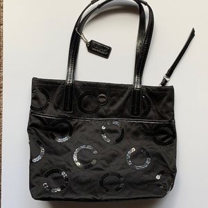 Black sequin Coach tote